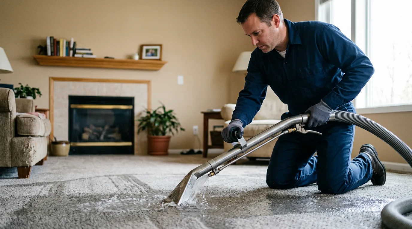 Water damage restoration technician working near Mohnton, PA
